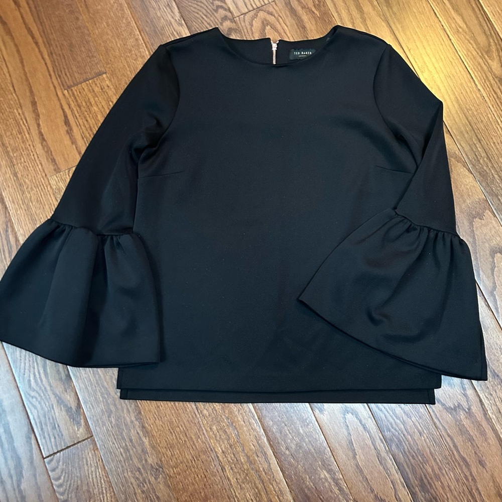 Ted Baker Elegant Black Top with Flared Sleeves